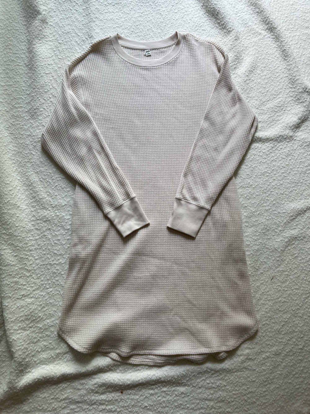 UNIQLO Waffle Knit Crew Neck Long Sleeve Dress - Size Small